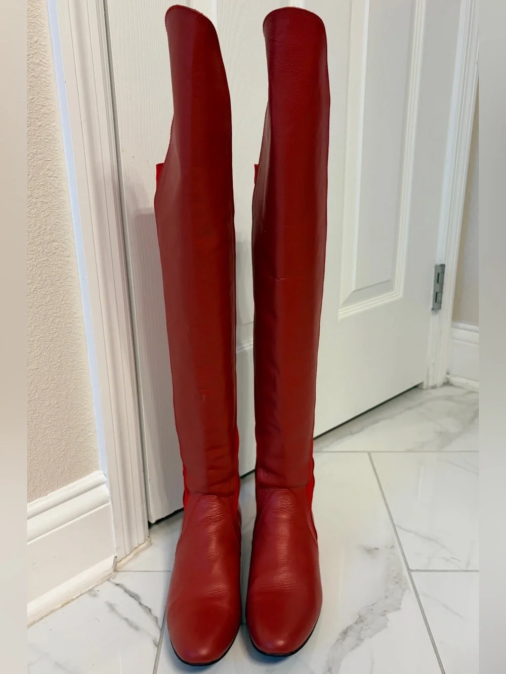 Red Leather Cosplay Supergirl Boots